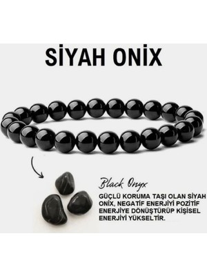 Morlisse Doğal Oniks Taşı Bileklik, Oniks Siyah Enerji Taşı, Negatif Enerji Kalkanı, Unisex El Yapımı