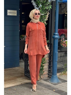 Kayra Pantolonlu Takım KY-B26-76012 Kiremit