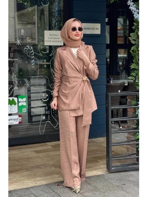 Jamila Sarah Pantolunlu Takım SS26-9306 Camel