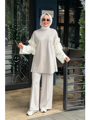 Kayra Pantolonlu Takım KY-B26-76016 Açık Gri