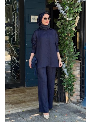 Seçil Keten Pantolonlu Takım 10002611510036T Lacivert