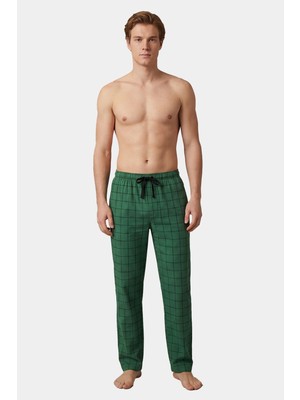 Cacharel Erkek Ekoseli Dokuma Pijama Tek Alt, %95 Pamuk, %5 Elastan