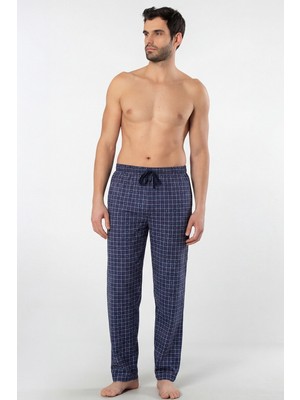 Cacharel Erkek Ekoseli Dokuma Pijama Tek Alt, %95 Pamuk, %5 Elastan