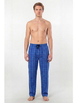 Cacharel Erkek Ekoseli Dokuma Pijama Tek Alt, %95 Pamuk, %5 Elastan