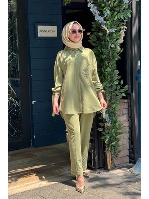 Kayra Pantolonlu Takım KY-B26-76021 Matcha Yeşili