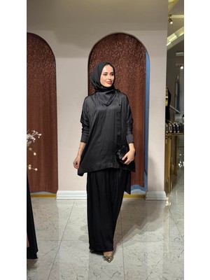 Green Jade Pamuk Saten Pantolonlu Takım 4900 Siyah