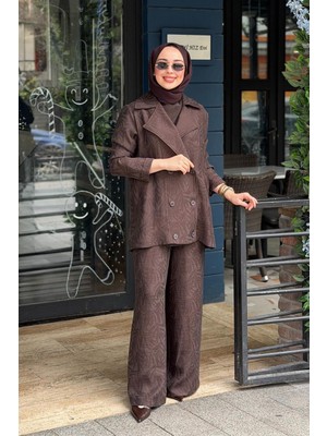 Heddy & Nurcan Çetin Nurcan Çetin Pantolonlu Takım 26464 Kahve