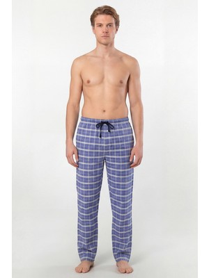 Cacharel Erkek Ekoseli Dokuma Pijama Tek Alt, %95 Pamuk, %5 Elastan