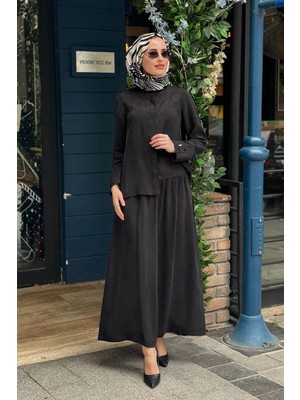 Miss Dalida Cupro Keten Etekli Takım 2266258T Siyah