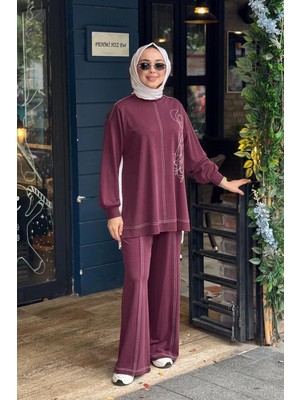 Heddy & Nurcan Çetin Nurcan Çetin Pantolonlu Takım 26470 Bordo