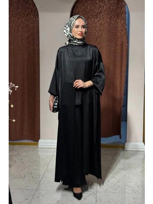 Green Jade Saten Pantolonlu Takım 5024 Siyah