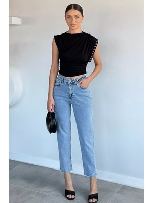 Gülseli Kadın Taşlı Büyük Beden Jean Kot Pantolon P-00021902