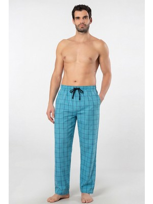 Cacharel Erkek Ekoseli Dokuma Pijama Tek Alt, %95 Pamuk, %5 Elastan