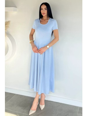 Gülseli Kadın Kare Yaka Yarım Kol Elbise P-00021893