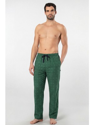 Cacharel Erkek Ekoseli Dokuma Pijama Tek Alt, %95 Pamuk, %5 Elastan
