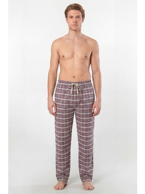 Cacharel Erkek Ekoseli Dokuma Pijama Tek Alt, %95 Pamuk, %5 Elastan