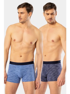 Cacharel Erkek 2'li Inkjet Melanj Boxer, %95 Pamuk, %5 Elastan