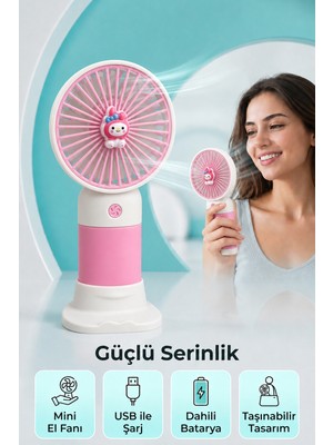Saravita USB Şarjlı Mini El Fanı Taşınabilir Sessiz Masaüstü Vantilatör Mini Fan