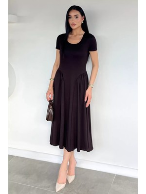Gülseli Kadın Kare Yaka Yarım Kol Elbise P-00021893