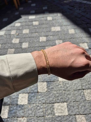 Sarı Renk Sırataş Unisex Çelik Bileklik