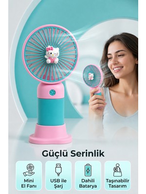 Saravita USB Şarjlı Mini El Fanı Taşınabilir Sessiz Masaüstü Vantilatör Mini Fan