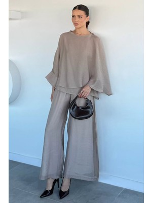 Gülseli Kadın Transparan Bluz Pantolon Ikili Takım P-00021860