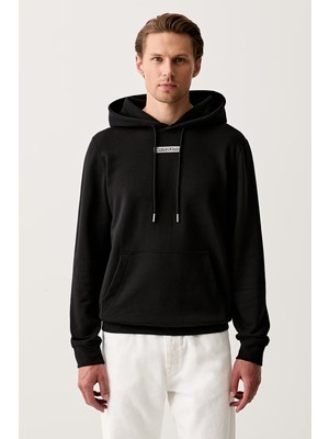 Calvin Klein Erkek Normal Kesim Yüksek Pamuk Içerikli Kapüşonlu Uzun Kollu Siyah Sweatshirt LV04RG276G-UB1