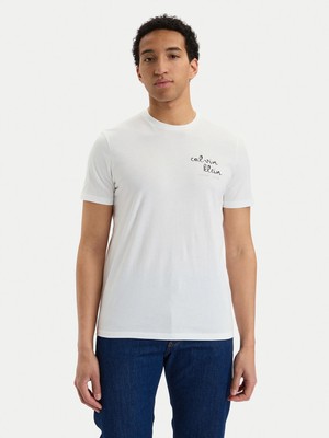 Calvin Klein Erkek Baskılı Bisiklet Yaka Slim Fit Kısa Kol Beyaz T-Shirt LV04RG837G-YAF