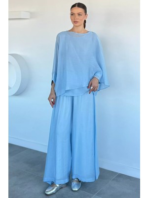 Gülseli Kadın Transparan Bluz Pantolon Ikili Takım P-00021860
