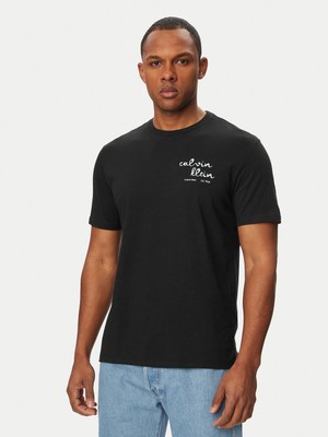 Calvin Klein Erkek Baskılı Bisiklet Yaka Slim Fit Kısa Kol Siyah T-Shirt LV04RG837G-UB1