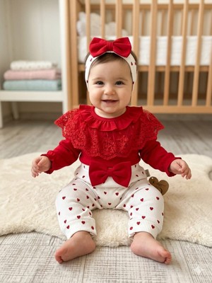 Helena Bandanalı Dantel Yakalı Kız Bebek Tulumu