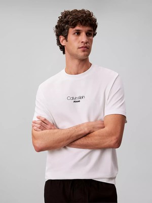 Calvin Klein Erkek Regular Fit Bisiklet Yakalı Kısa Kollu Beyaz T-Shirt LV04RB824G-YAF