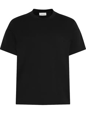 Calvin Klein Erkek Normal Kesim Ck Logo Işlemeli Yuvarlak Yakalı Pamuklu Kısa Kollu Siyah T-Shirt LV04RG220G-UB1