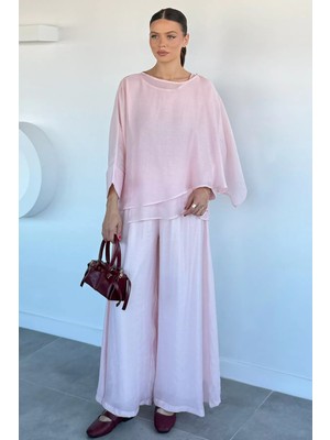 Gülseli Kadın Transparan Bluz Pantolon Ikili Takım P-00021860