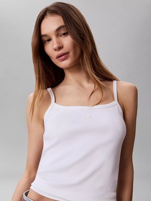Calvin Klein Kadın Ip Askılı Kare Yaka Ck Logo Işlemeli Beyaz Atlet LV047G208G-YAF