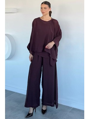 Gülseli Kadın Transparan Bluz Pantolon Ikili Takım P-00021860