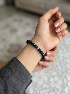 Rose Doğaltaş 8 mm Mavi Kaplangözü Bileklik Unisex