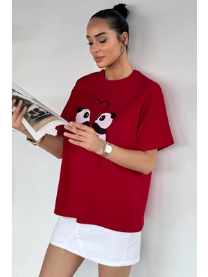 Gülseli Kadın Panda Baskılı Tişört P-00021694