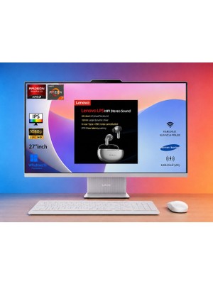 Lenovo Ideacentre 27ARR9 Aıo Ryzen7 7735HS 40GB 1tb SSD 27" Fhd W11PRO All In One Bilgisayar - Lenovo Lp5 Bluetooth Kulaklık Emt