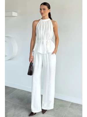 Gülseli Kadın Halter Yaka Bluz Pantolon Ikili Takım P-00021817