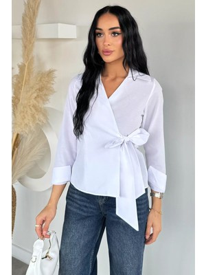 Gülseli Kadın Kruvaze Yaka Bağlamalı Bluz P-00021785