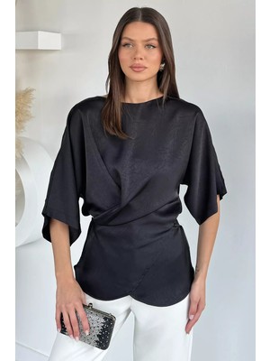 Gülseli Kadın Bağcıklı Saten Bluz P-00021781