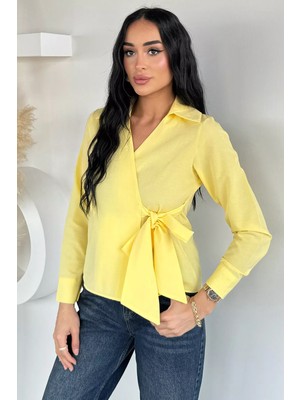 Gülseli Kadın Kruvaze Yaka Bağlamalı Bluz P-00021785