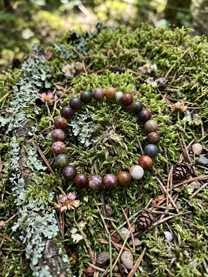 Rose Doğaltaş 8mm   Picasso Jasper  Taşındanyapılmış Doğaltaş  Bileklikunisex