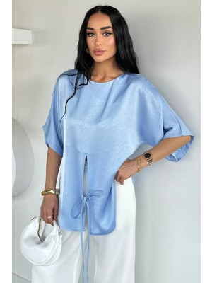 Gülseli Kadın Bağcıklı Saten Bluz P-00021781