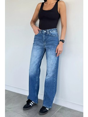 Gülseli Kadın Casual Stil Bol Paça Jean Kot Pantolon P-00021546
