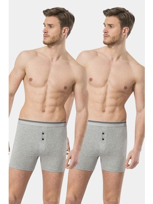 Türen Erkek Likrali Dügmeli Boxer 2'li Paket, %95 Pamuk, %5 Elastan