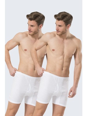 Türen %100 Pamuk Erkek Penye Beyaz Arjantin Boxer 2'li Paket