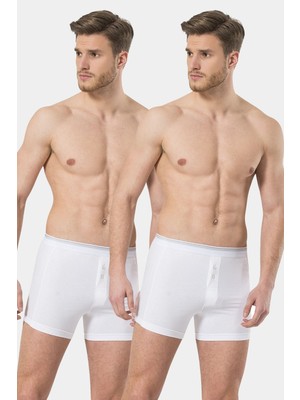 Türen Erkek Likrali Dügmeli Boxer 2'li Paket, %95 Pamuk, %5 Elastan