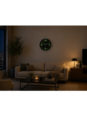 Armasse Fosforlu Rakamlı Duvar Saati – Gece Parlayan Modern Dekoratif Saat